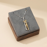 Couple Hug Heart Pendant Necklace – 18K Gold-Plated